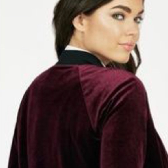 JustFab Velvet Bomber Jacket - Picture 2 of 5